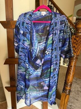 LuLaRoe Blue Multi-Color Swim Coverup